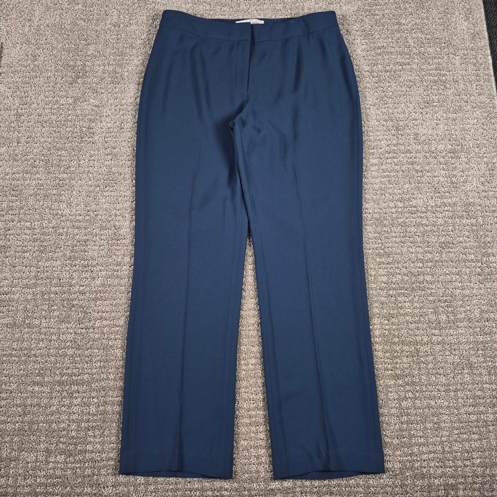 Lafayette 148 New York Pants Womens 8 Navy Blue Barrow Straight Leg Trouser